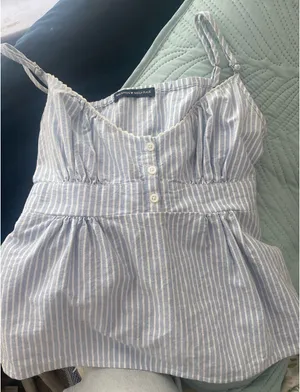 Brandy Melville Tank Top Blue White thumbnail 1