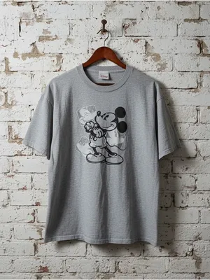 Vintage Disney Store Mickey Mouse Sketch Graphic Tee XL Made in USA Grey thumbnail 2