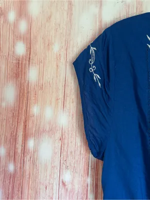 Anthropologie Lil Blue Scoop Neck White Embroidered Cap Sleeve Mini Dress Sz 4 thumbnail 10