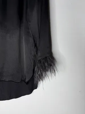 Zara Black Satin Long Sleeve‎ Sleeve Mini Dress Tunic XS thumbnail 3