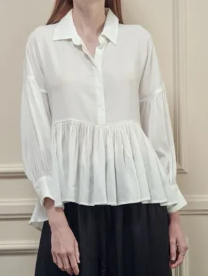 A Mente Women's White High Low‎ Blouse Size Small Peasant Poet Victorian thumbnail 1