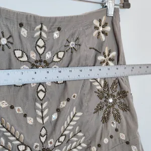 Free People Gray Velvet Embellished Snowflake Mini Skirt Size 8 thumbnail 8