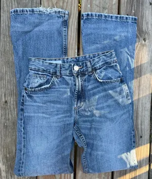 ZARA Distressed Denim Jeans Size 32 thumbnail 1