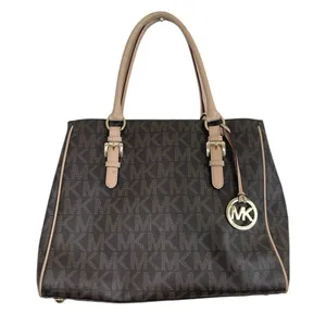 Michael Kors Dark Brown and Tan Logo Tote thumbnail 1
