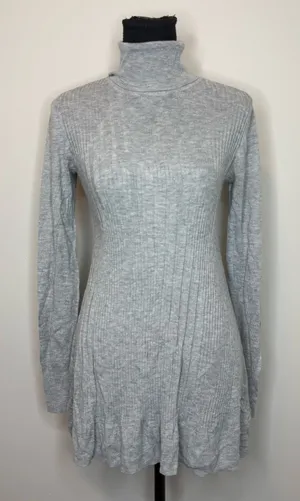 Apt. 9 Light Gray Ribbed Turtleneck Long-Sleeve Dress thumbnail 1