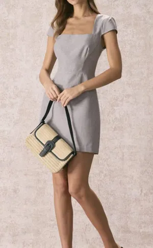 RIHOAS The Grey Square Neck Cap Sleeve Mini Dress 3 thumbnail 3
