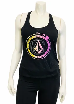 VOLCOM Black Twisted‎ Racer Back Tank Top thumbnail 1