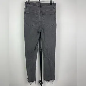 Madewell Washed Gray Stovepipe Raw Hem Cropped‎ Jeans thumbnail 6