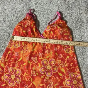 Nick & Sarah Intimates Orange Pink Floral Babydoll Mesh Chemise Nightgown Size M thumbnail 3