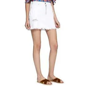 Sanctuary‎ White Denim Frayed Zipper Detail Mini Jean Skirt Womens Size 24 thumbnail 3