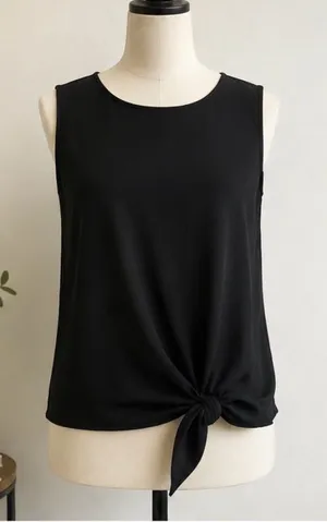 Vince Camuto Black Sleeveless Tie Hem Blouse Top Size Large NWT thumbnail 1