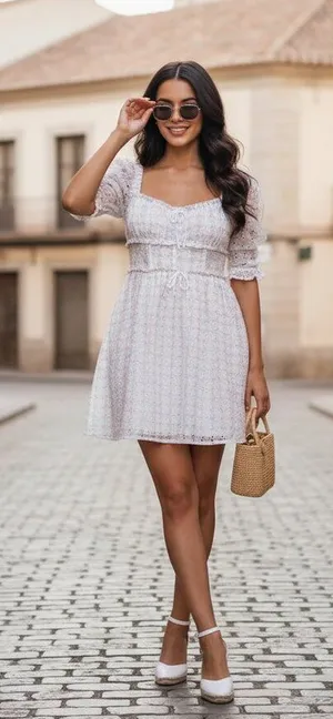 For Love and Lemons Libby Mini Eyelet Dress Size L NWT thumbnail 1