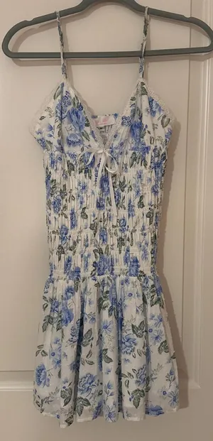 White and blue floral dress thumbnail 1