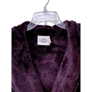 UGG Womens Purple Plush Hooded Robe Soft Fleece Belted Bathrobe Small thumbnail 10