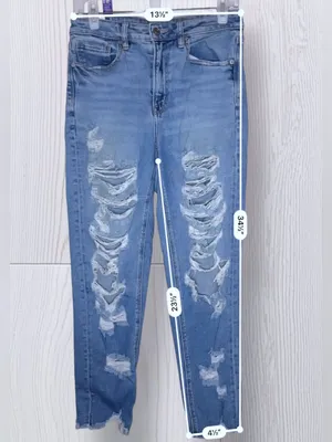 AMERICAN EAGLE High Rise Distressed Mom Jeans with Raw Frayed Hem thumbnail 12