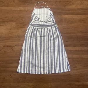 MARINE LAYER Lily Dress‎ in Blue White Stripe Linen Cotton Midi Womens XL thumbnail 3