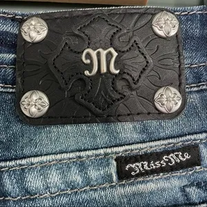 Miss Me Jeans FDL Easy Straight Dark Wash Rhinestone Bling Pockets Size 26 | 2 thumbnail 11