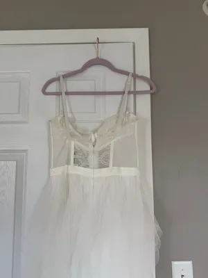 Klessis White Lace Bralette Maxi Dress Tulle Bridal Shower Bachelorette NWT thumbnail 13