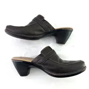 Björndal Brown Leather Kendall 136181 Slip On Clog Mule Wedge Shoe 9.5 Durable thumbnail 4