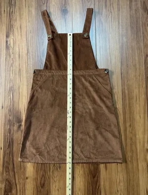 Wonder Nation Girls Ribbed Corduroy Overall Dress S XXL Brown Pockets Soft thumbnail 3
