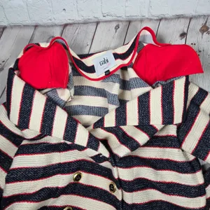 Cabi 5094 Cruise Striped Blazer Jacket 6‎ Navy Cream Red Gold Buttons thumbnail 7