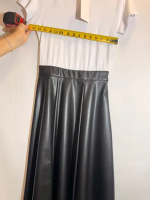 NWT ZARA Black Faux Leather High Waist Pleated Flared Midi Skirt XS thumbnail 6