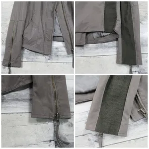FREE PEOPLE Cool & Clean Faux-Leather Jacket Ribbed Knit Insets Zip Cuffs Size thumbnail 7