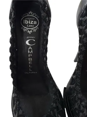 NWT Jeffrey Campbell Black Leather Woven Cutout Platform Stiletto Pumps Size 7 thumbnail 5