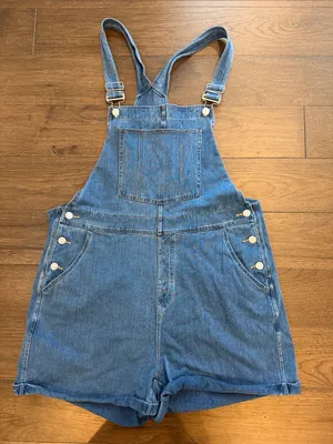 HALARA Flex Rolled Hem Washed Denim Casual Short Overalls Size XL - C45-061 thumbnail 2