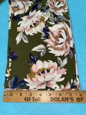 STARS ABOVE floral pajama pant tassel drawstrings 2 pockets olive green size L thumbnail 10