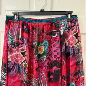 WD.NY‎ Boho Maxi Skirt Sz L Pink Artsy Velvet Waist Shimmer Gypsy Maximalist thumbnail 3