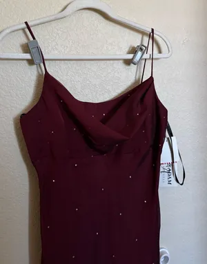 Vintage 90s Betsy & Adams Beaded Prom Formal Gown Sz 8 Red Cowl Neck Whimsygoth‎ thumbnail 1