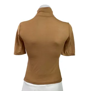 Abercrombie & Fitch Women Tan Turtleneck Pullover Short Sleeve Knit Top Size XXS thumbnail 3