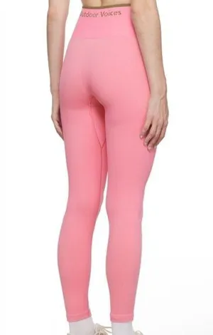 NWT Outdoor Voices Seamless Ribbed 7/8 Leggings Bubblegum Pink Size Large thumbnail 1