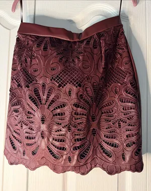 CHICME Embroidered Lace Mini Skirt in Mauve thumbnail 1