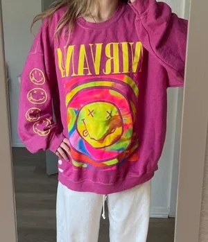 Nirvana Urban Outfitters Crewneck Oversized Pink thumbnail 1