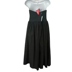 Anthropologie Black Strapless Basque Waist A-Line Midi Dress size 1X NEW Tags thumbnail 6