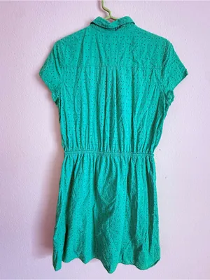 J. Crew Mercantile 100% Cotton Eyelet Collared Tie-Front Dress Size Med thumbnail 4