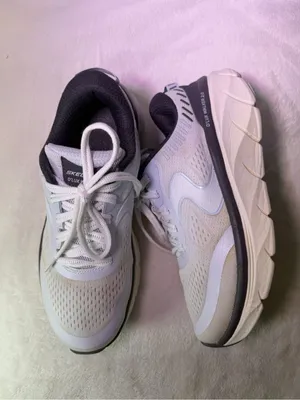 Skechers D'lux Walker 2.0 Women's White with Light Blue and Black Accents thumbnail 7