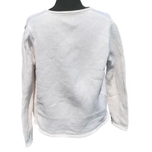 LL Bean Womens Cream White Cotton Shaker Stitch Cardigan Sweater Medium 245208 thumbnail 3