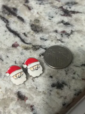 Santa Claus Stud Earrings - Red and White Holiday Earrings thumbnail 2