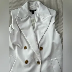 Banana Republic White Sleeveless Blazer Vest thumbnail 3