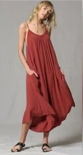 By Together Jumpsuit Women Small Rust Red Wide Asymmetric Leg Flowy Boho Cottage thumbnail 1