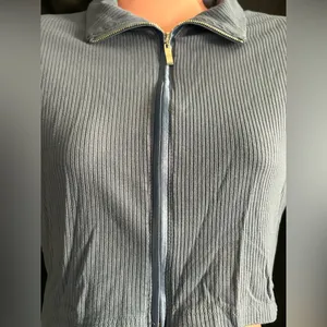 Lucky Label Women's Blue Crop Zip-Up Long Sleeved Top SZ MD thumbnail 5