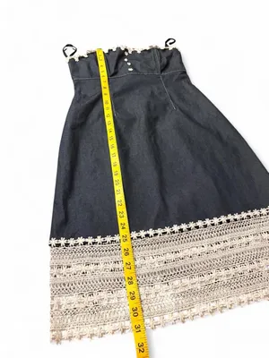 Vintage Moda International Strapless Denim Lace Dress Size 6 thumbnail 7