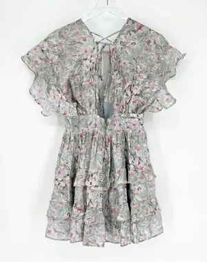 Talulah Floral Tiered Ruffle Open Back Mini Dress S thumbnail 3