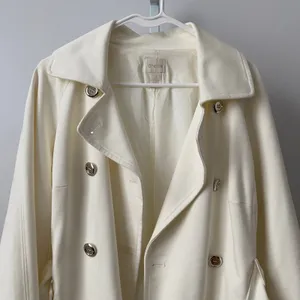 Chico's‎ 1 Cream Double Breasted Belted Trench Jacket Short Coat 3/4 Sleeve thumbnail 2