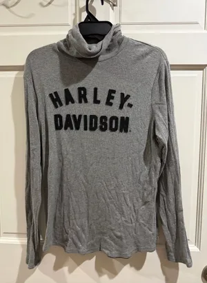 Harley-Davidson Gray Black Logo Turtleneck Pullover Size Large thumbnail 1