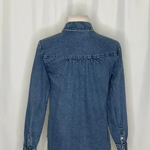 Anthropologie PILCRO Dannie Classic Denim Shirt Western Snap Puff Sleeve XXS thumbnail 10