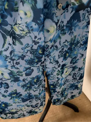 Tahari Light Blue Floral Button-Front Long Sleeve Midi Dress thumbnail 4